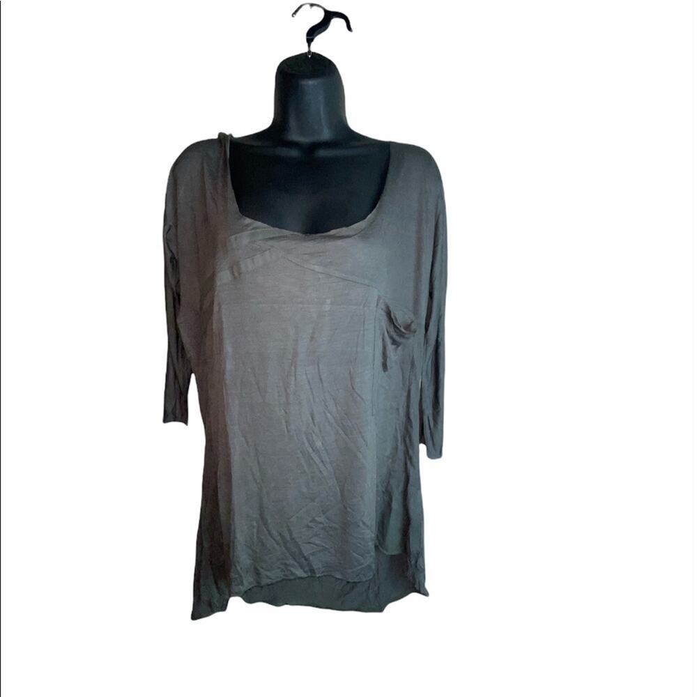 Anctified Women’s Grey Scoop Neck Top Size Large NWT Casual 3/4 Sleeve